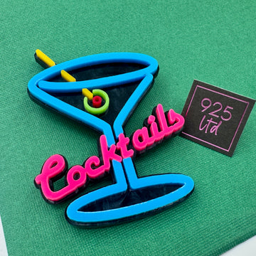 80's Martini Neon Cocktail Acrylic Brooch